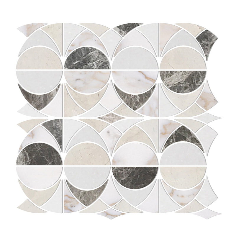 New Design Circle Waterjet Marble Polished Mosaic Wholesale