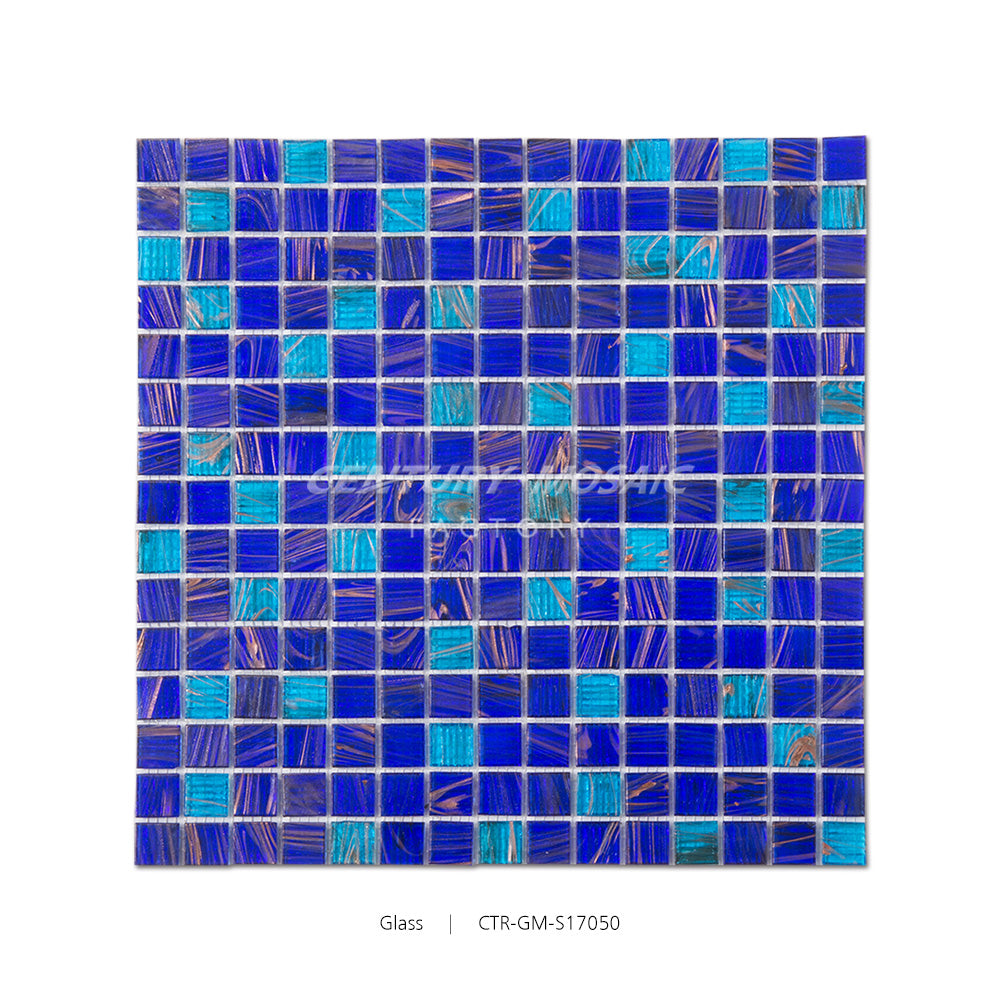 Blue Glazed Glass Square Mosaic Blue Square Glossy Wholesale