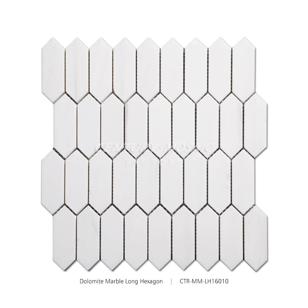 Dolomite Marble Long Hexagon Big Chips White Mosaic Wholesale